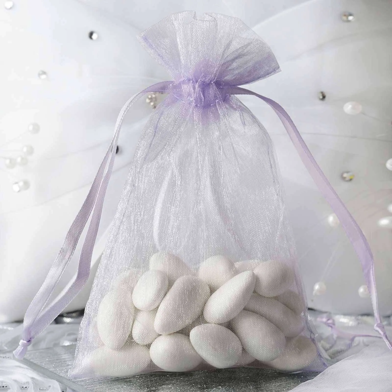10 Pack 4"x6" Lavender Lilac Organza Drawstring Wedding Party Favor Gift Bags