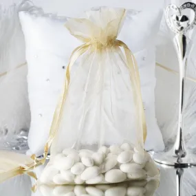 10 Pack 6"x9" Champagne Organza Drawstring Wedding Party Favor Bags