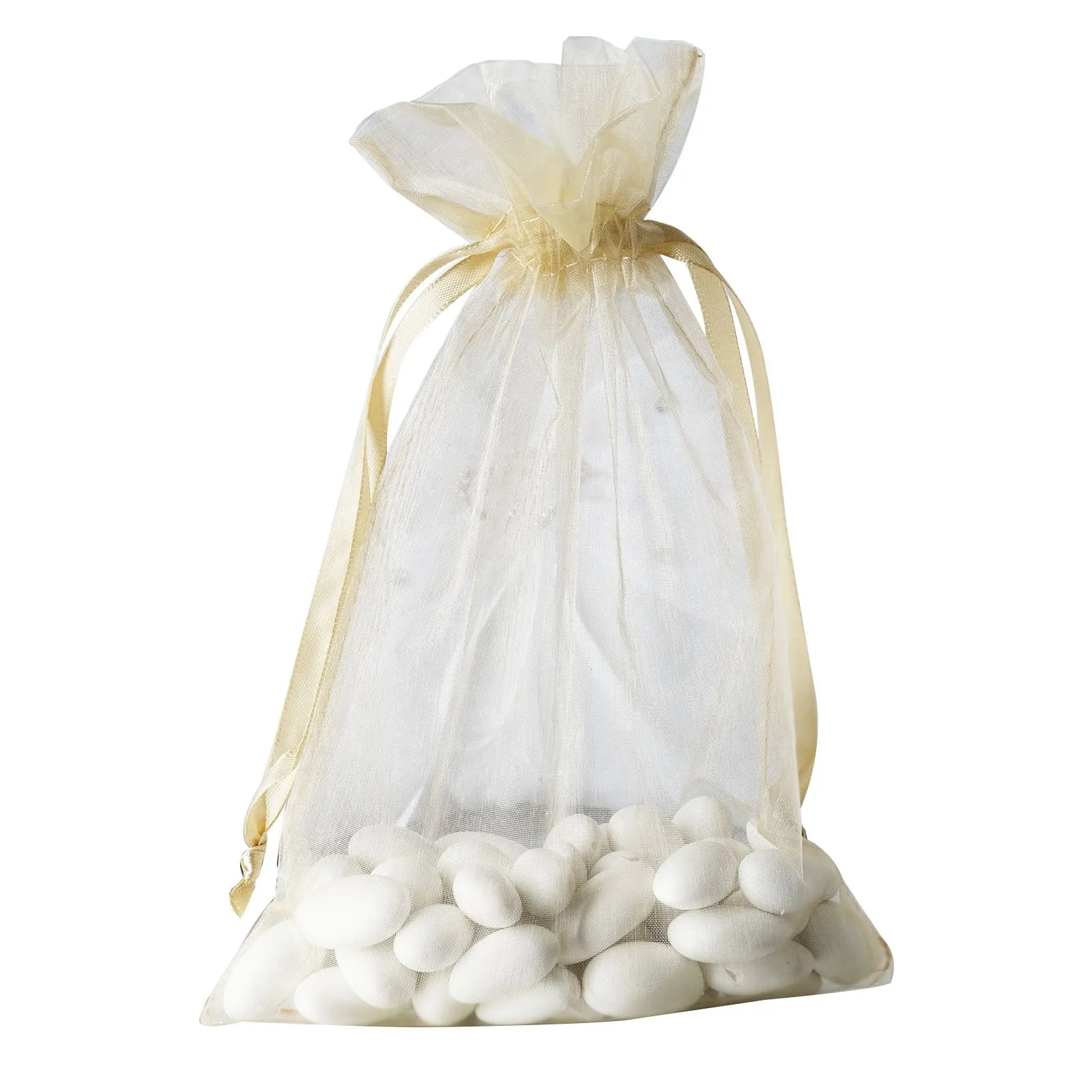 10 Pack 6"x9" Champagne Organza Drawstring Wedding Party Favor Bags