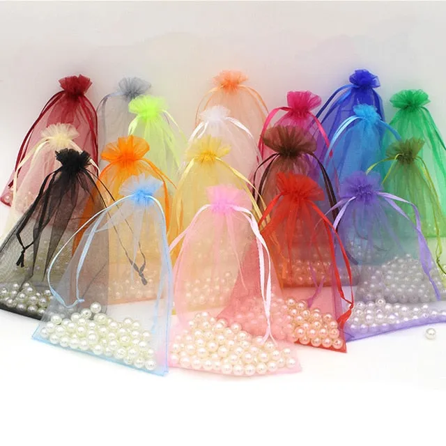 10 Pack 6"x9" Champagne Organza Drawstring Wedding Party Favor Bags