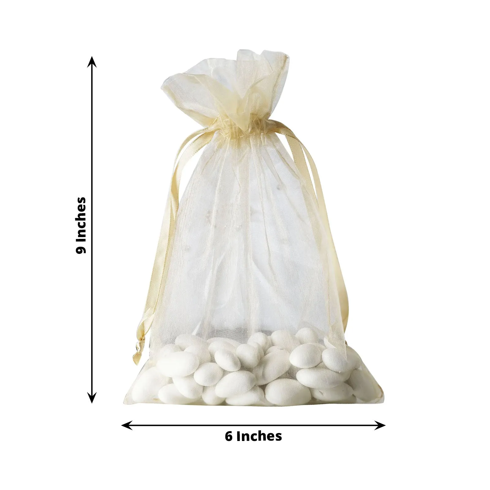 10 Pack 6"x9" Champagne Organza Drawstring Wedding Party Favor Bags