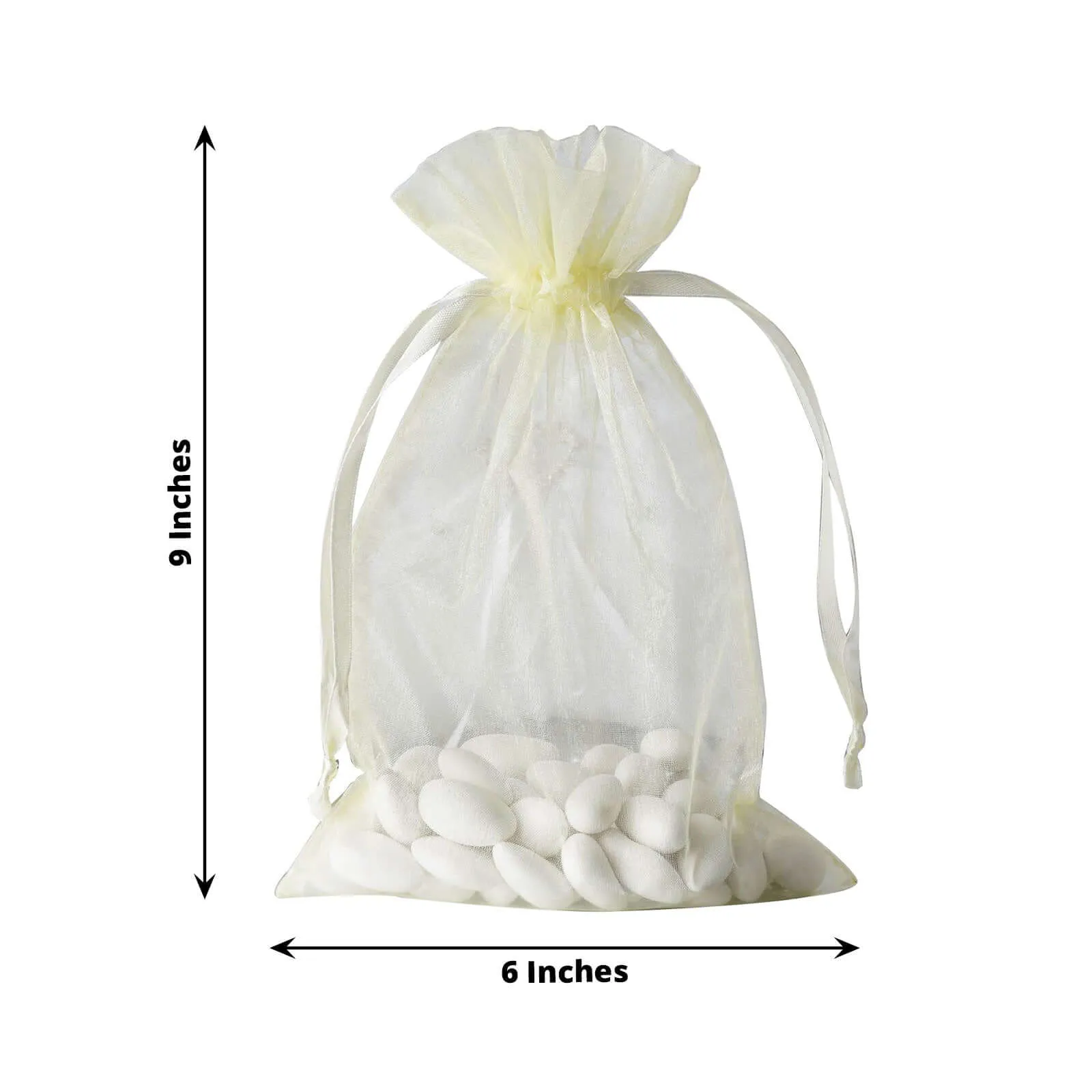 10 Pack 6"x9" Yellow Organza Drawstring Wedding Party Favor Gift Bag