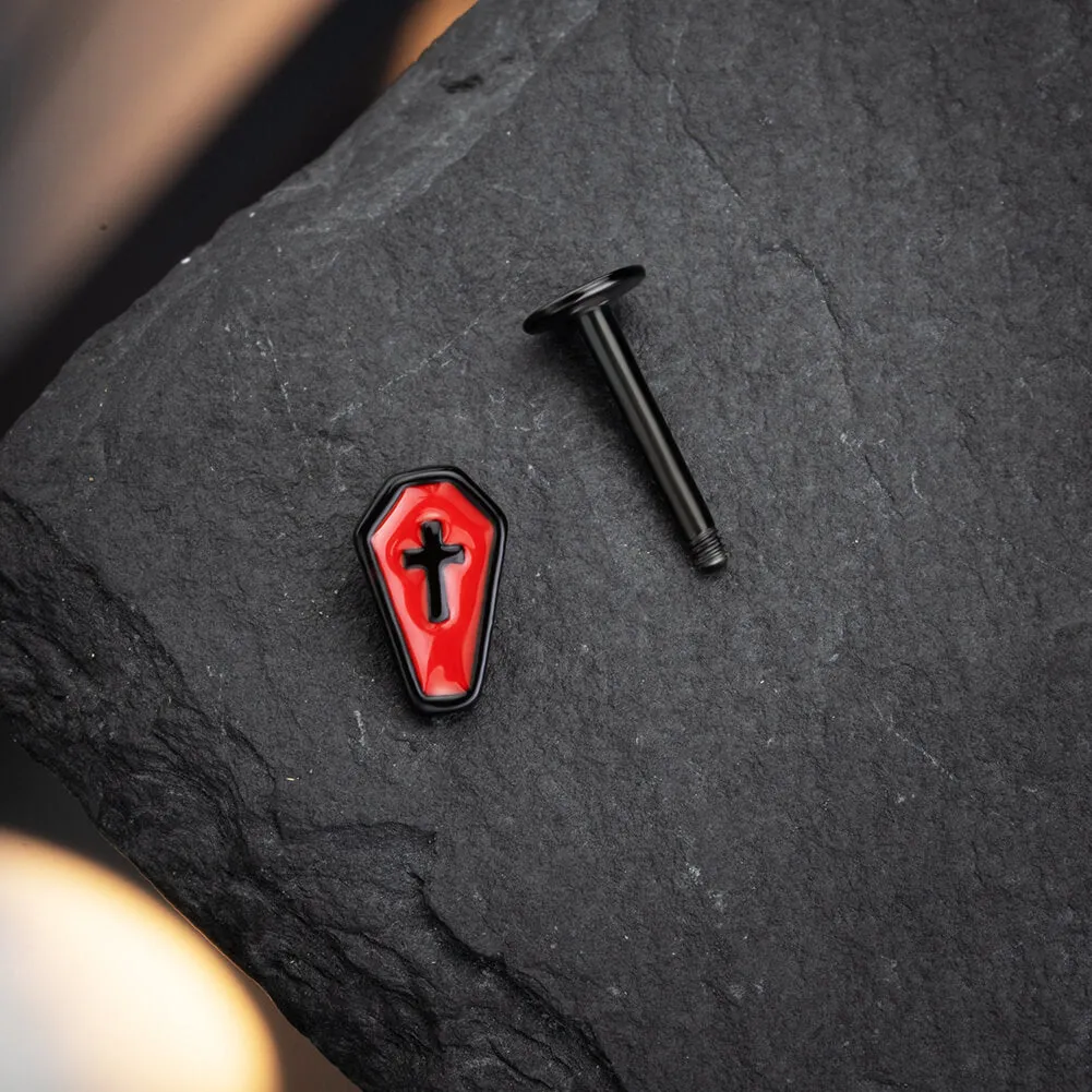 16G Red Coffin Lip/Medusa/Helix/Tragus Stud