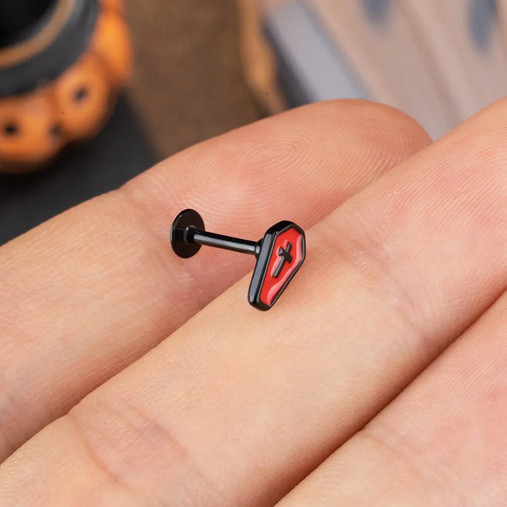 16G Red Coffin Lip/Medusa/Helix/Tragus Stud
