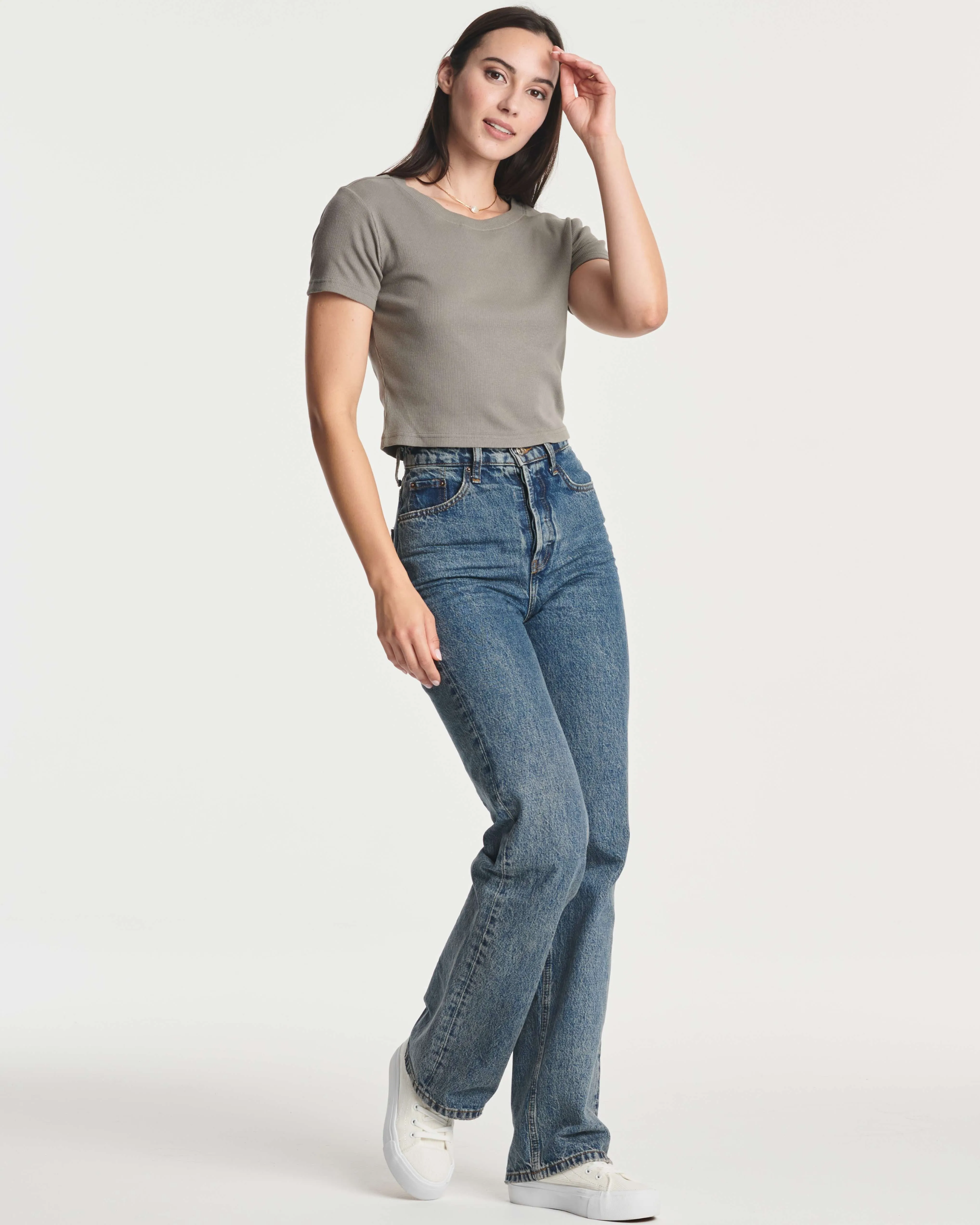 4 Pack: Women's Short Sleeve Ribbed Knit Crop Top (Available in Plus Size)