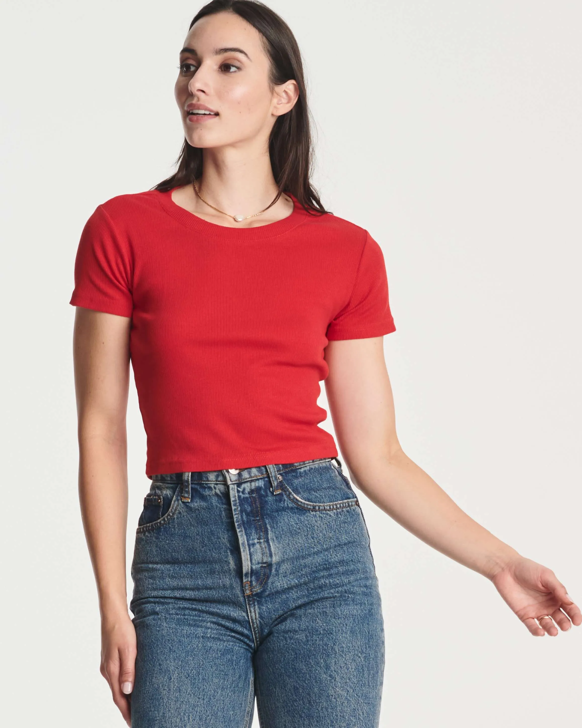 4 Pack: Women's Short Sleeve Ribbed Knit Crop Top (Available in Plus Size)