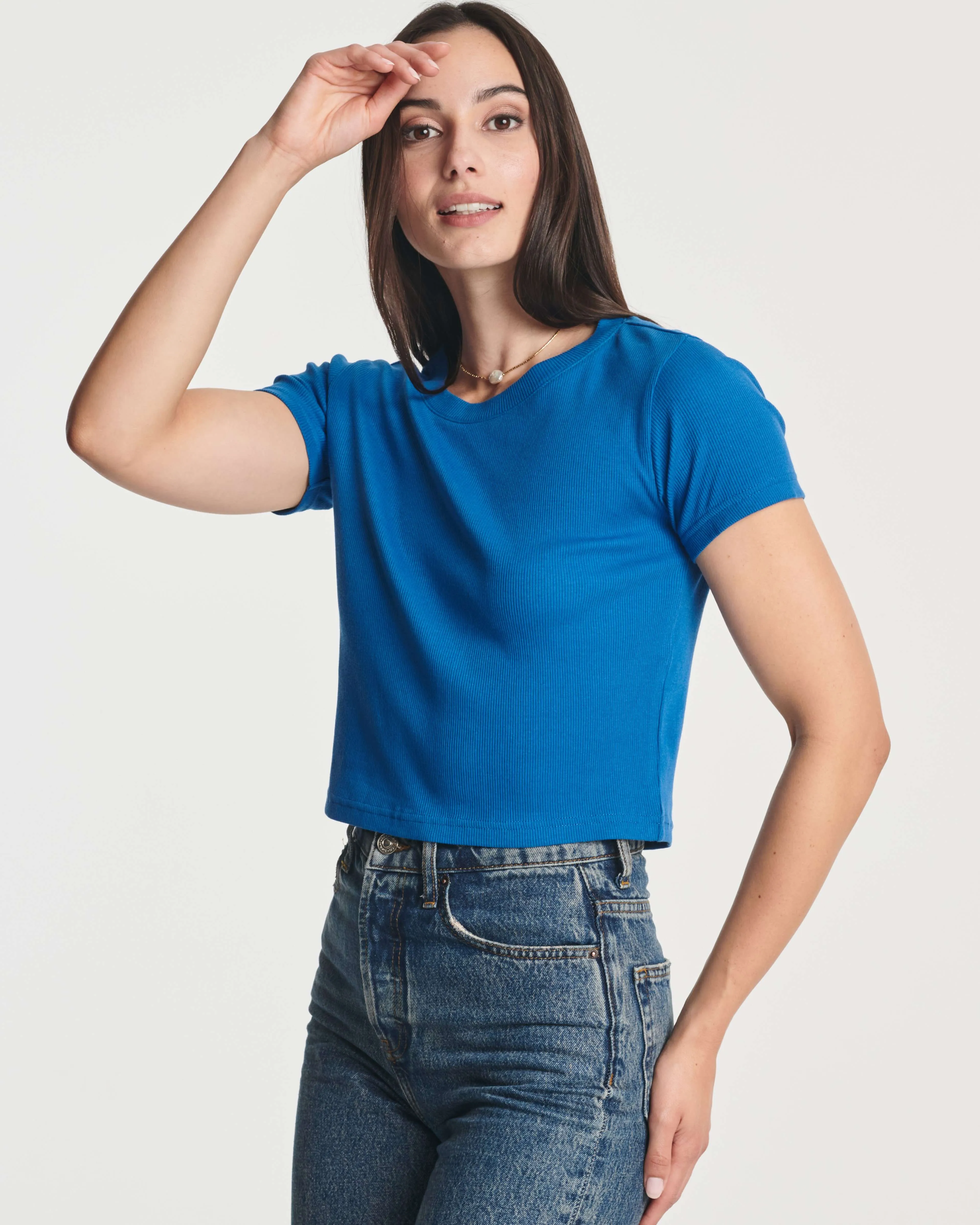 4 Pack: Women's Short Sleeve Ribbed Knit Crop Top (Available in Plus Size)