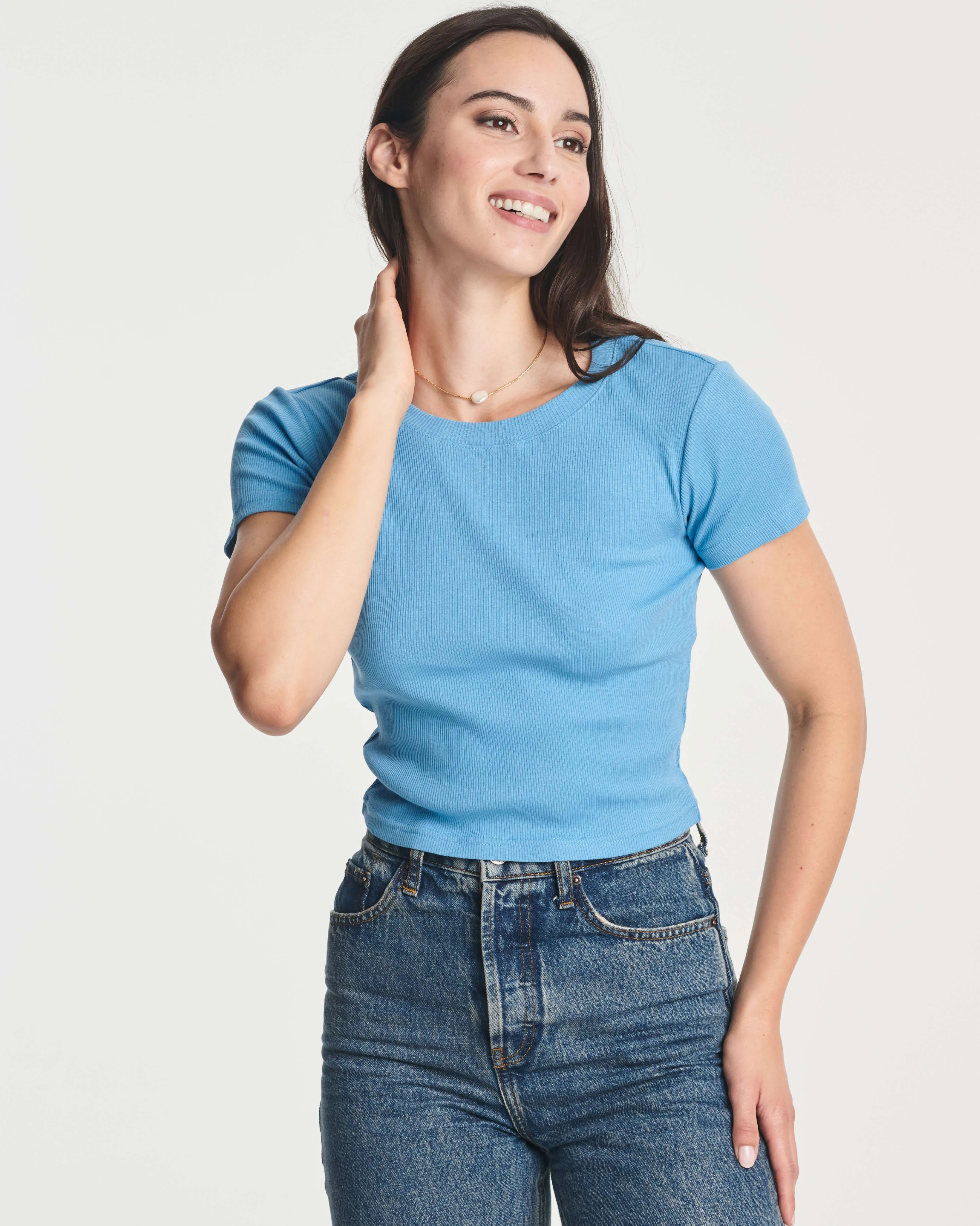 4 Pack: Women's Short Sleeve Ribbed Knit Crop Top (Available in Plus Size)
