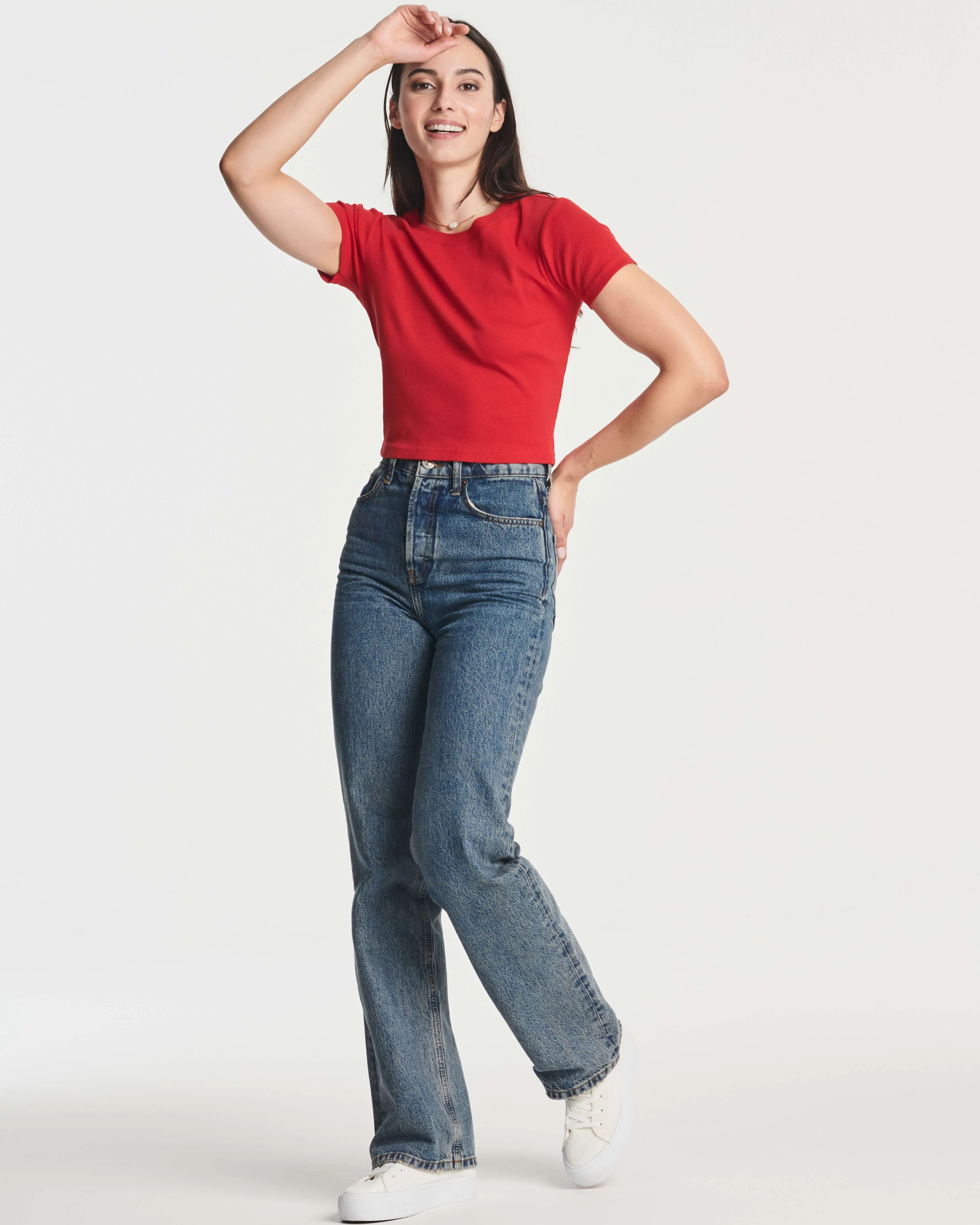 4 Pack: Women's Short Sleeve Ribbed Knit Crop Top (Available in Plus Size)