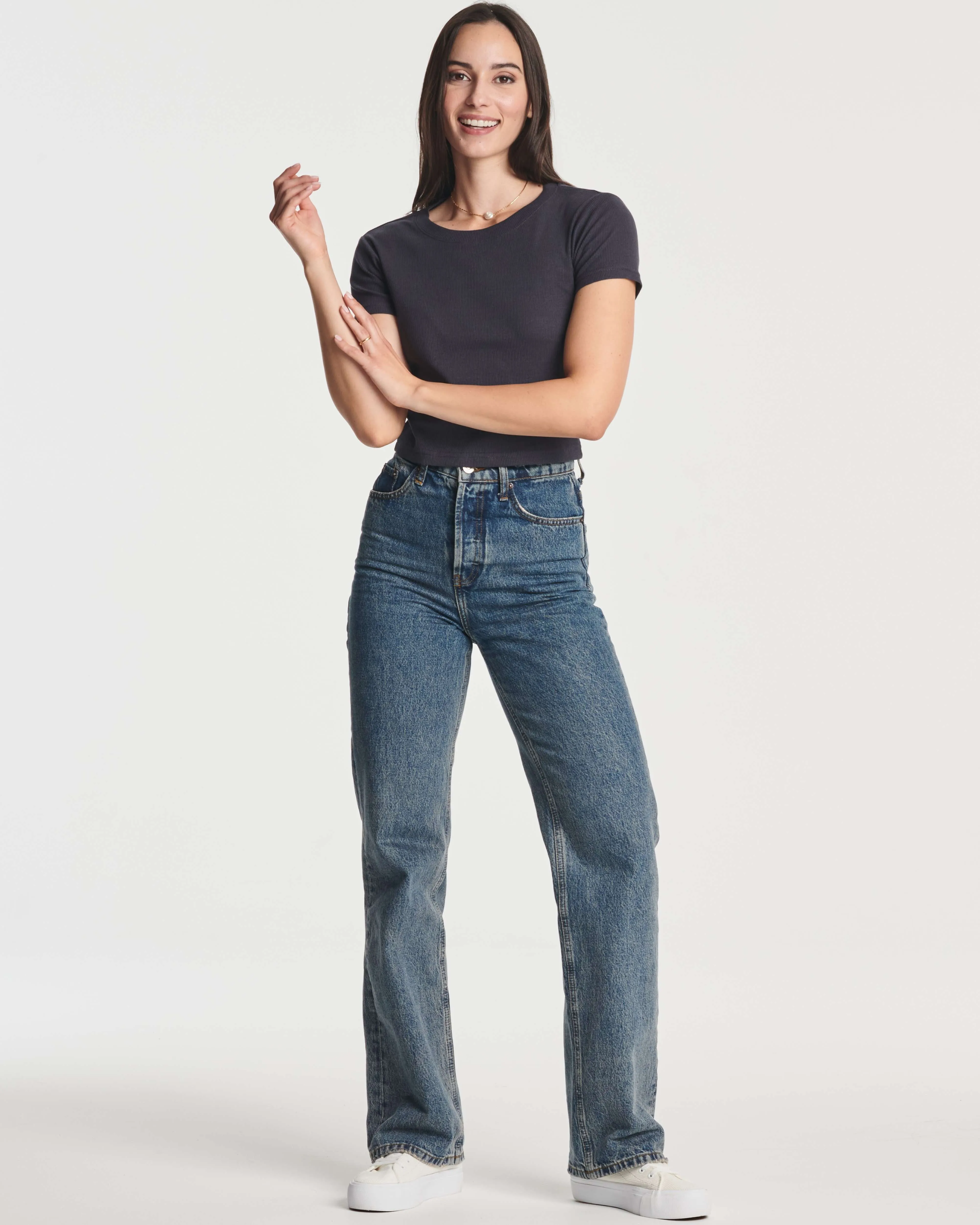 4 Pack: Women's Short Sleeve Ribbed Knit Crop Top (Available in Plus Size)