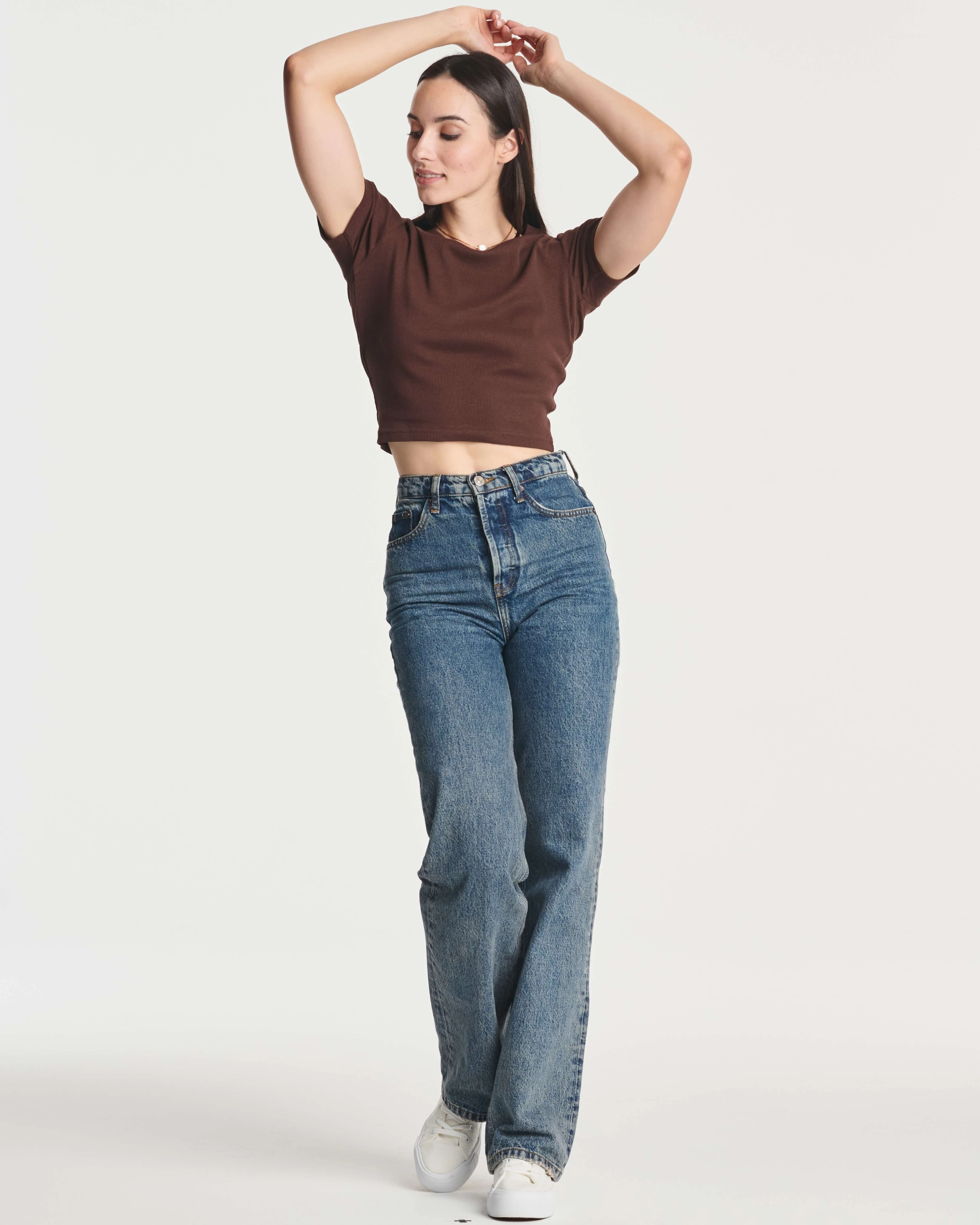 4 Pack: Women's Short Sleeve Ribbed Knit Crop Top (Available in Plus Size)