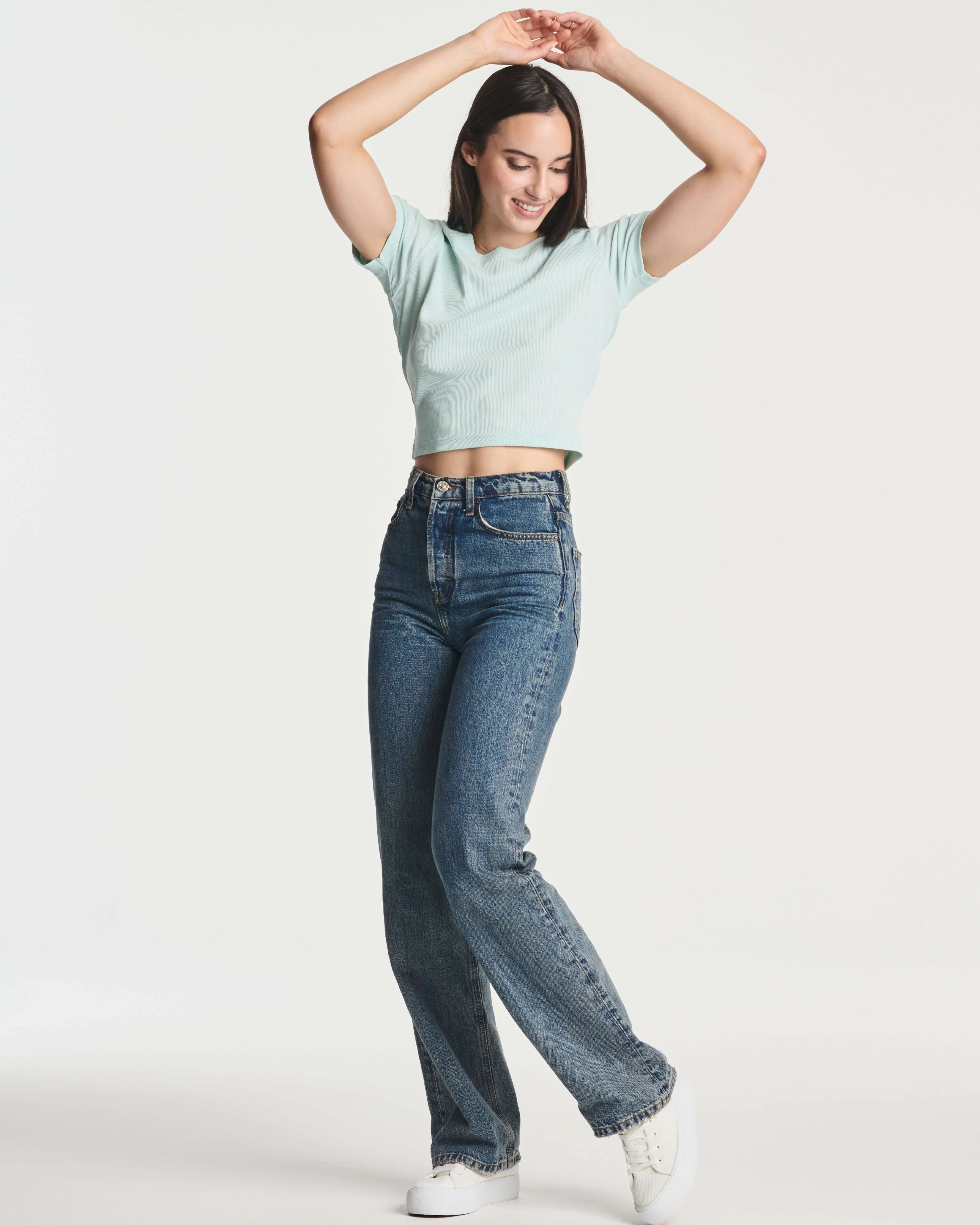 4 Pack: Women's Short Sleeve Ribbed Knit Crop Top (Available in Plus Size)