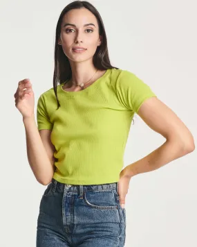 4 Pack: Women's Short Sleeve Ribbed Knit Crop Top (Available in Plus Size)