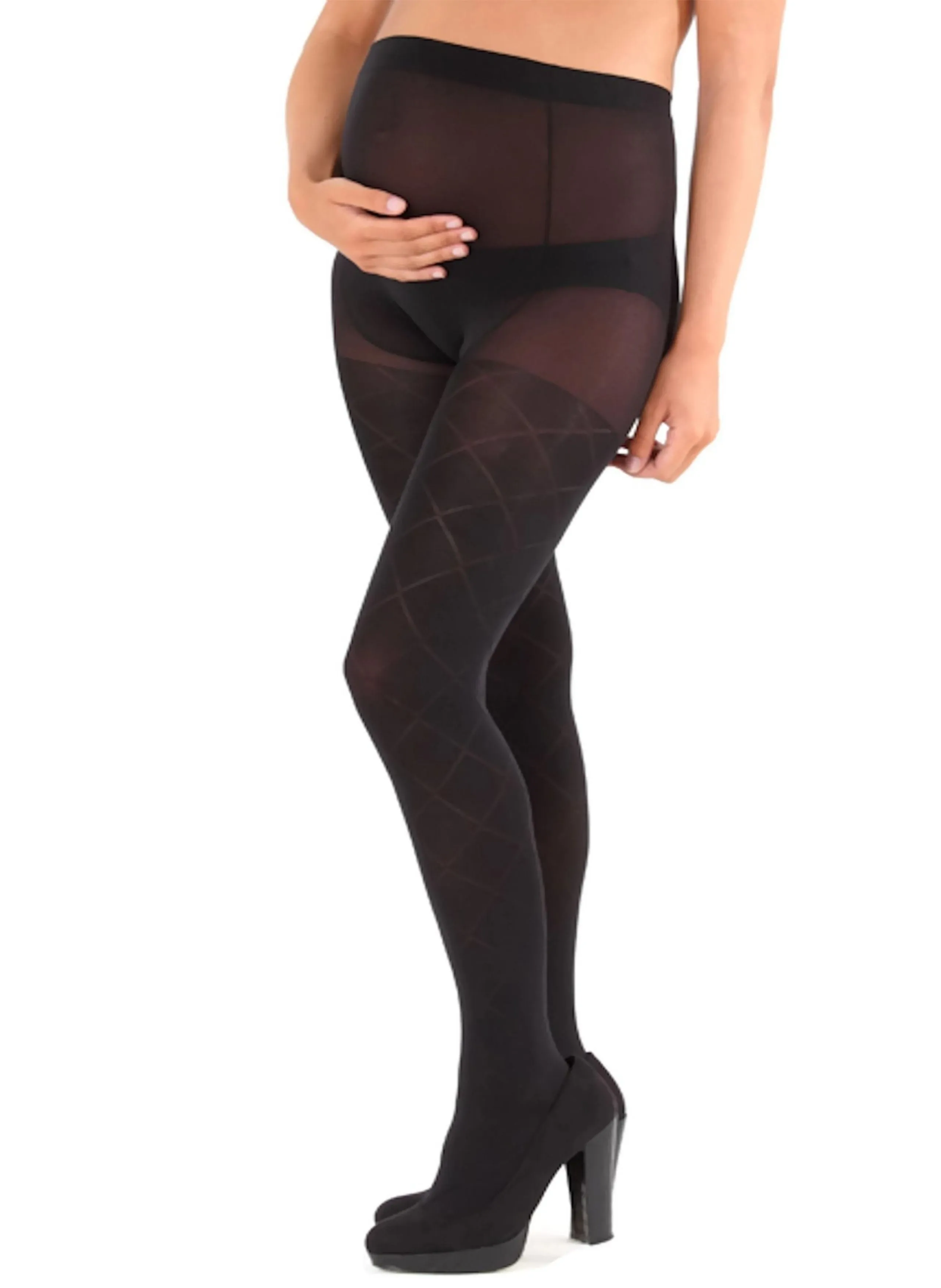 60Den Maternity Tights  - Patterned Black