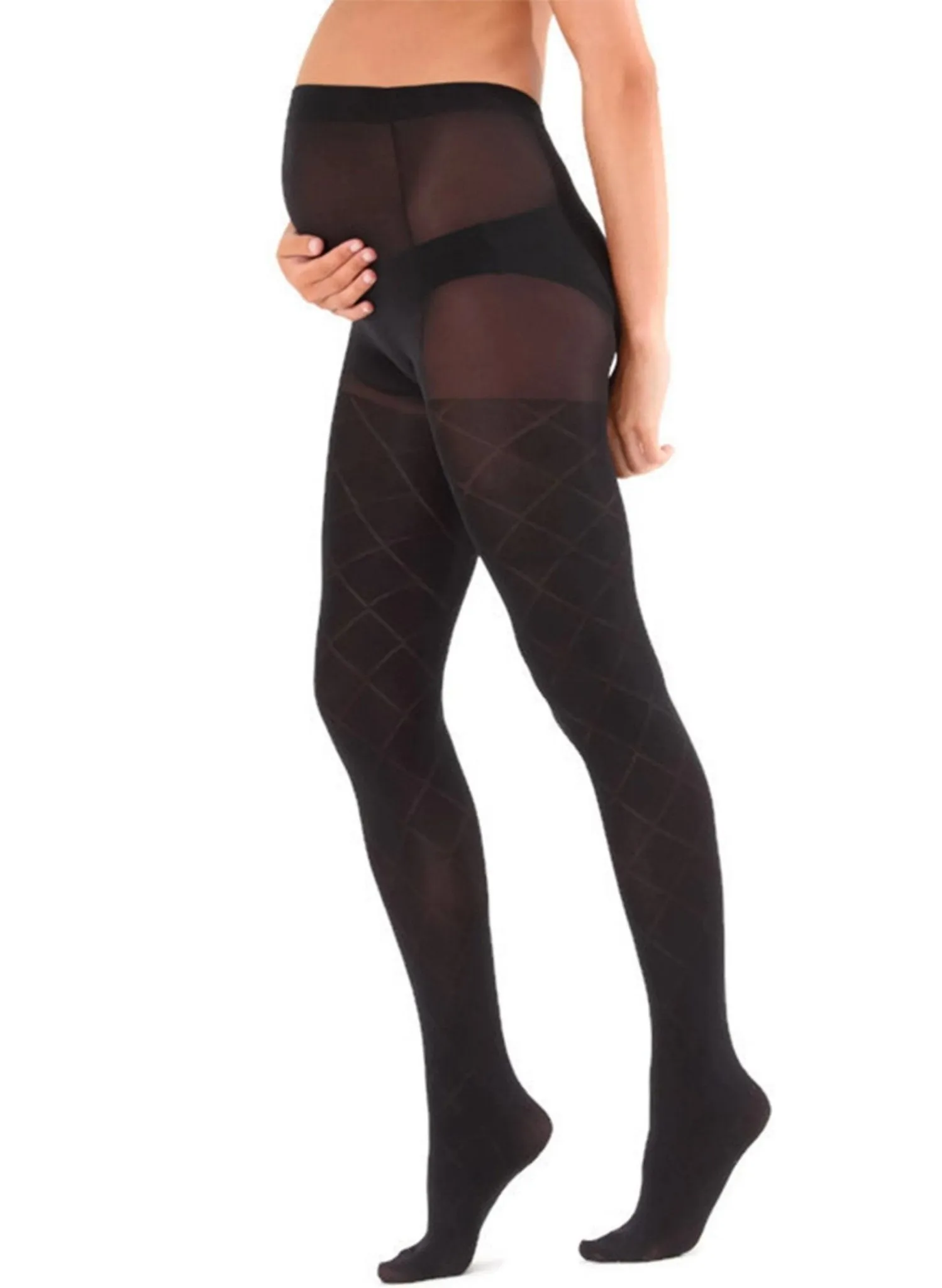 60Den Maternity Tights  - Patterned Black