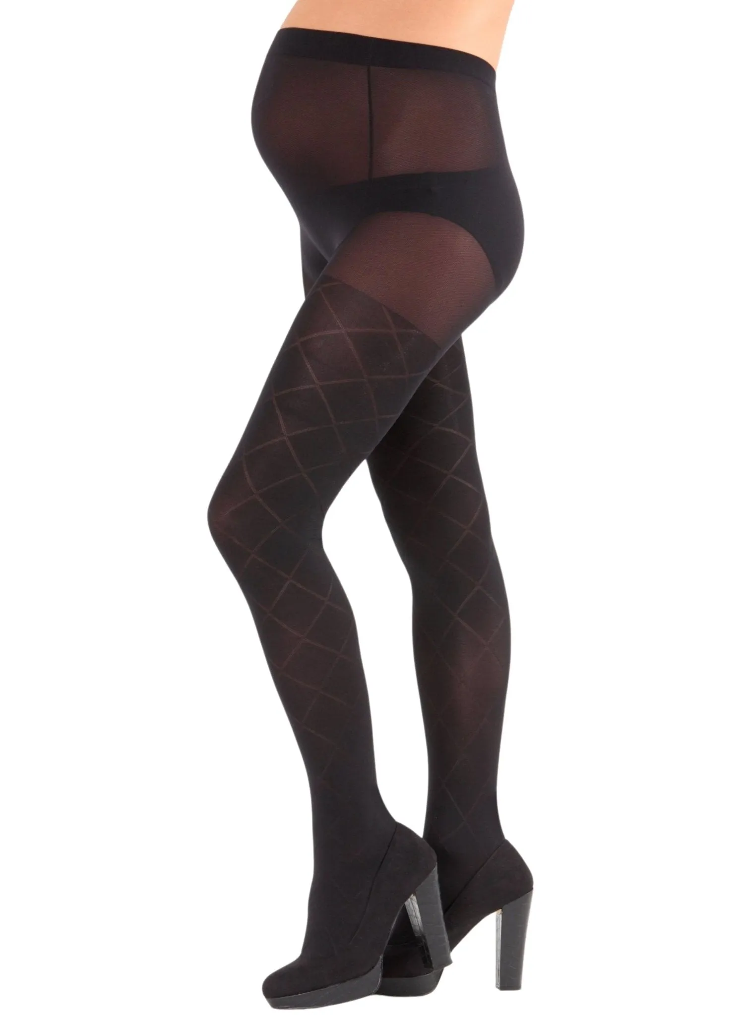 60Den Maternity Tights  - Patterned Black