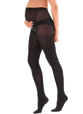 60Den Maternity Tights  - Patterned Black