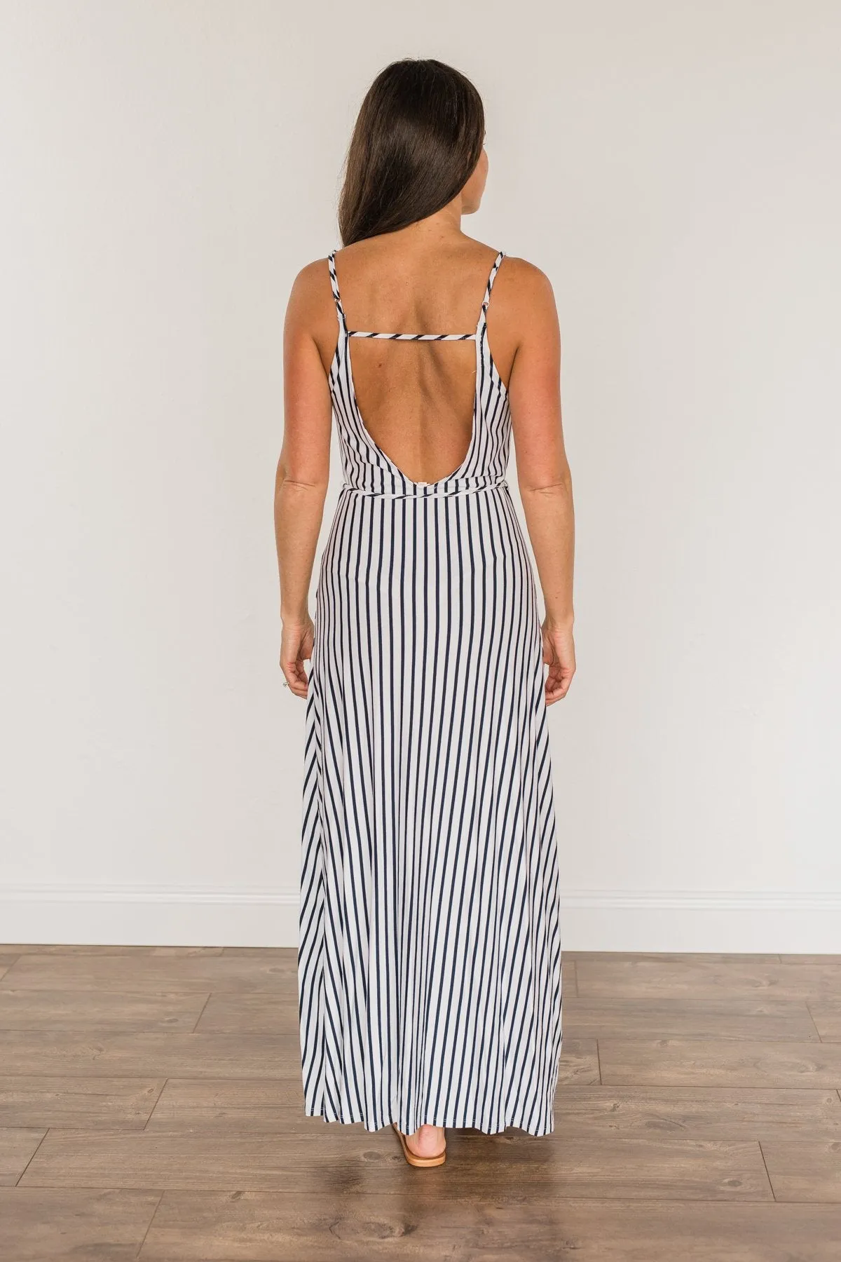 A Perfect Paradise Maxi Dress- Ivory & Navy