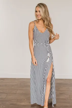 A Perfect Paradise Maxi Dress- Ivory & Navy