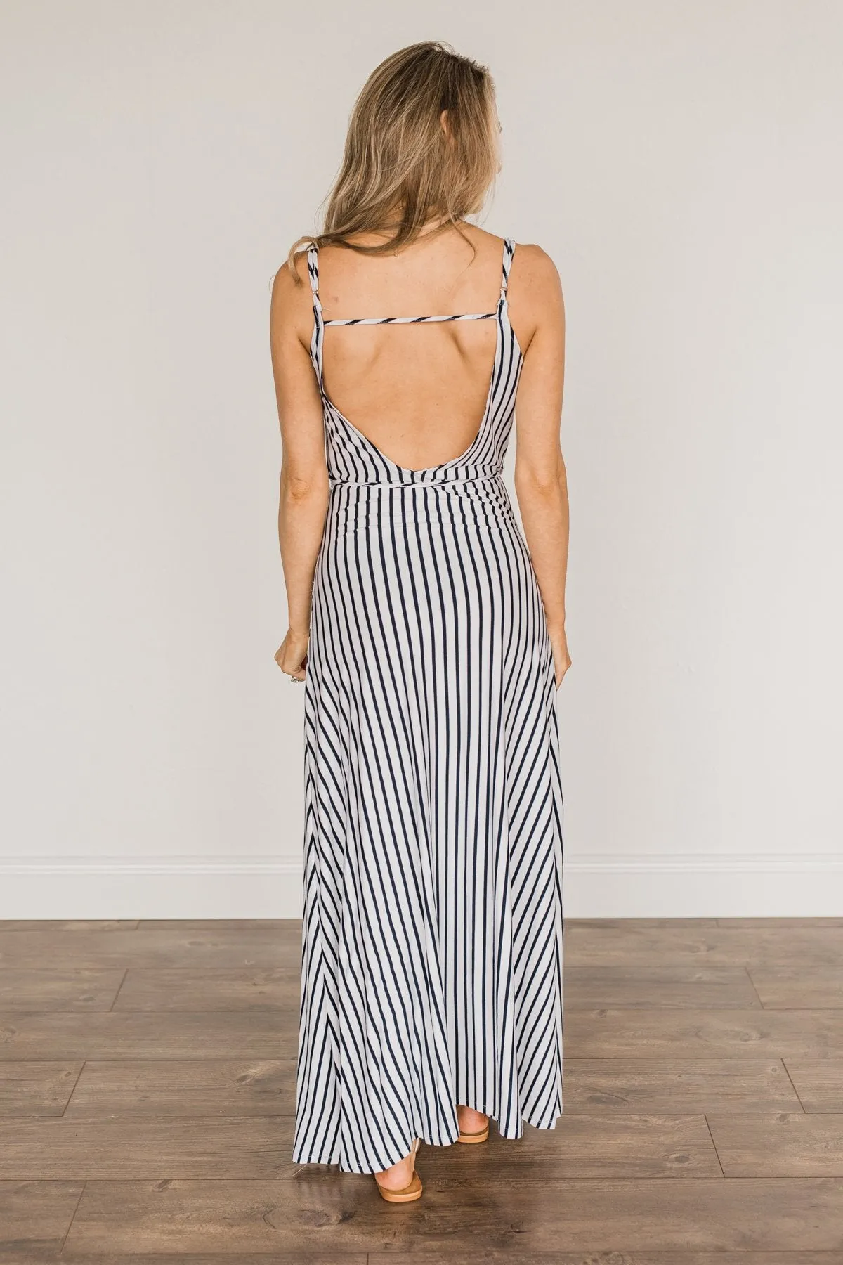 A Perfect Paradise Maxi Dress- Ivory & Navy
