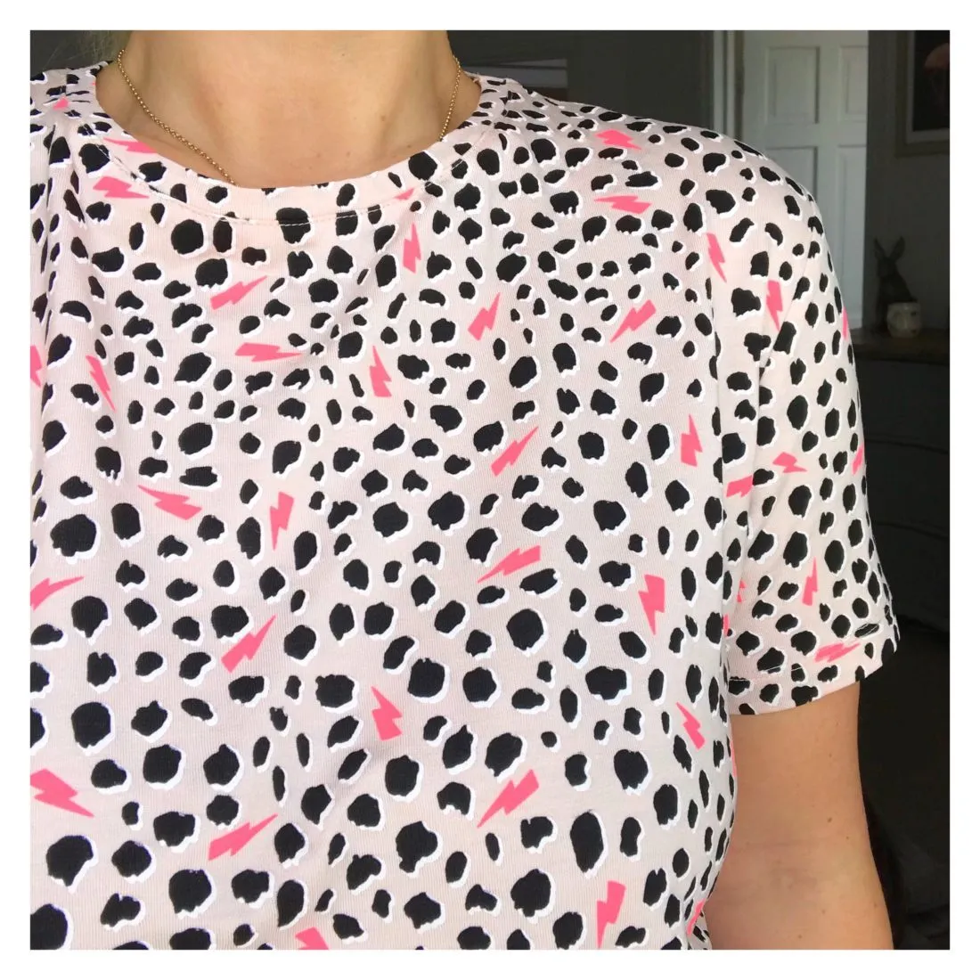 Adult T-shirt  - Blush Cheetah and Lightning Bolt print