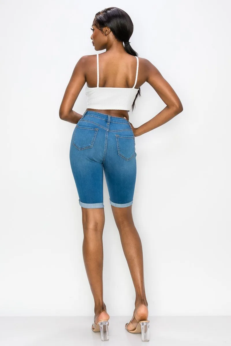 Amber - Classic High Rise Rolled Bermuda