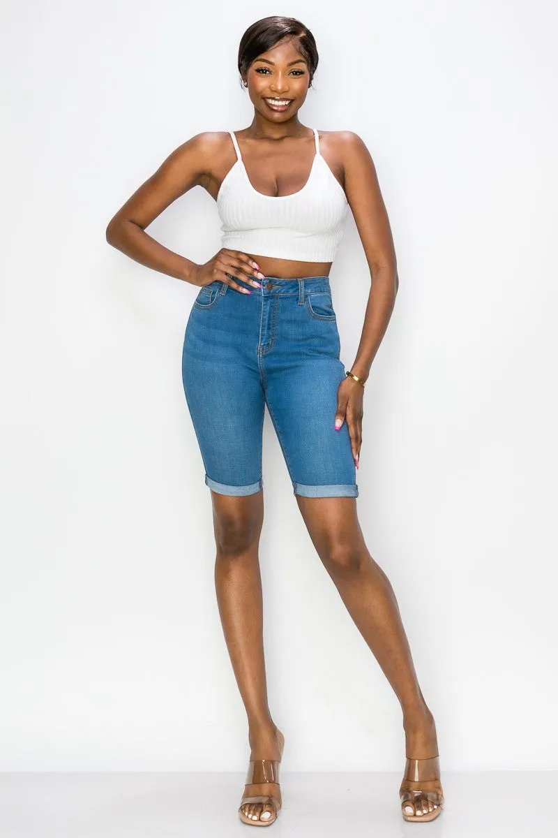 Amber - Classic High Rise Rolled Bermuda