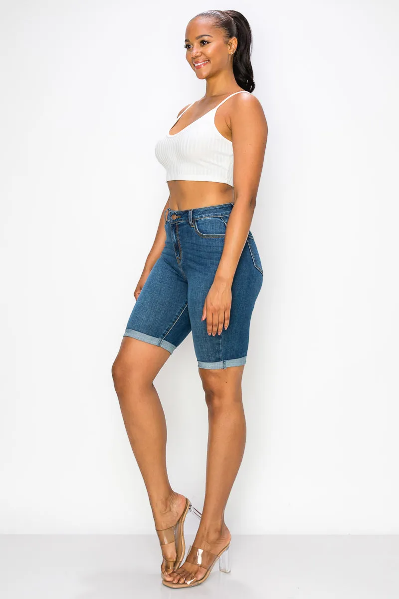 Amber - Classic High Rise Rolled Bermuda
