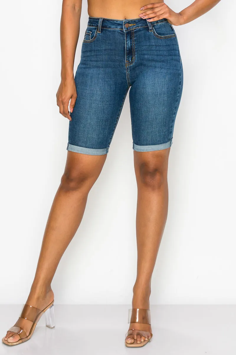 Amber - Classic High Rise Rolled Bermuda