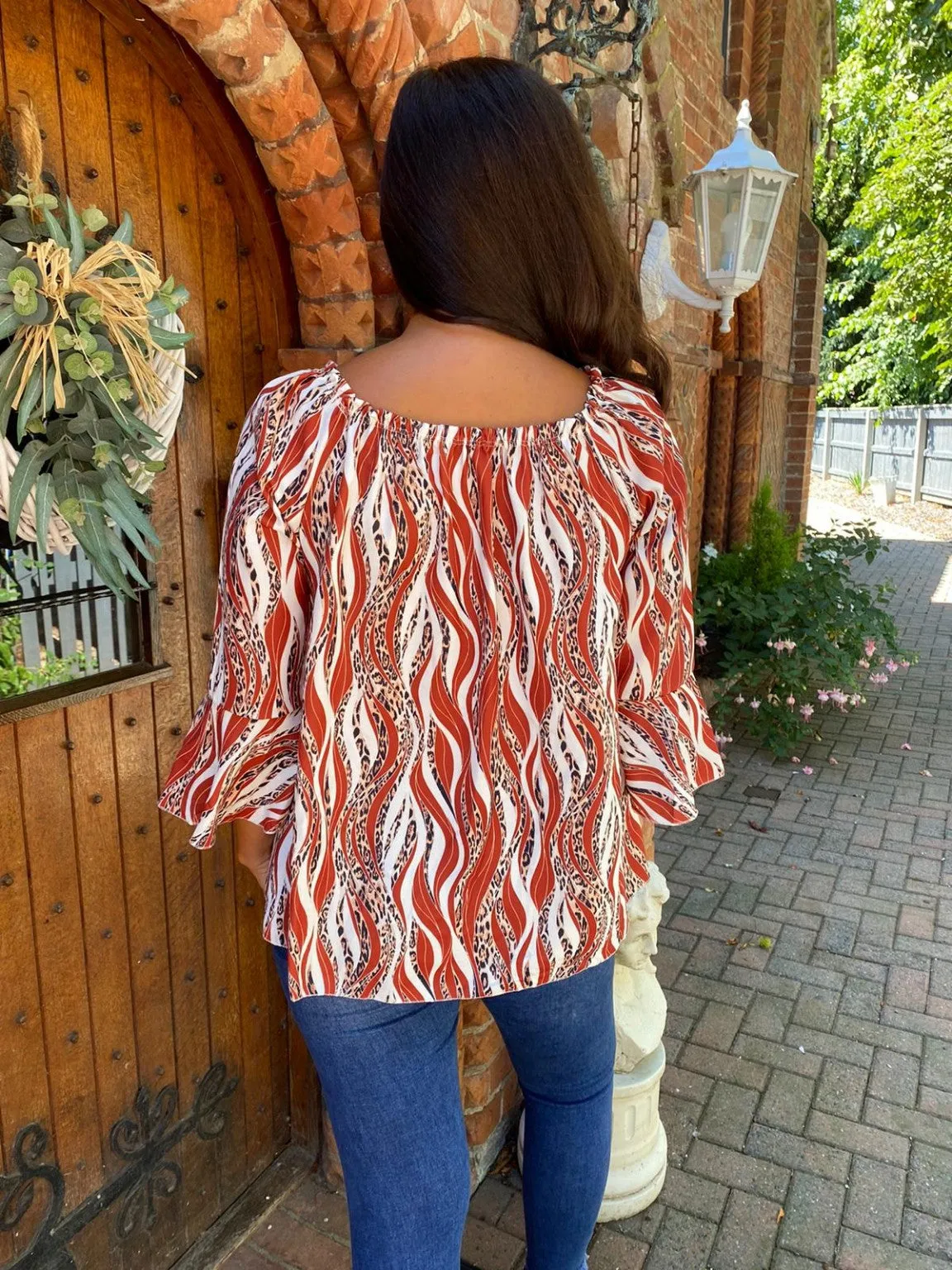 Animal Swirl Bardot Top Jules