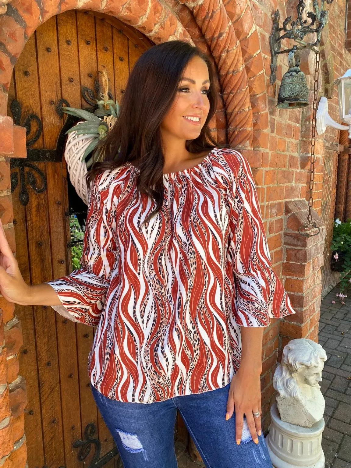 Animal Swirl Bardot Top Jules