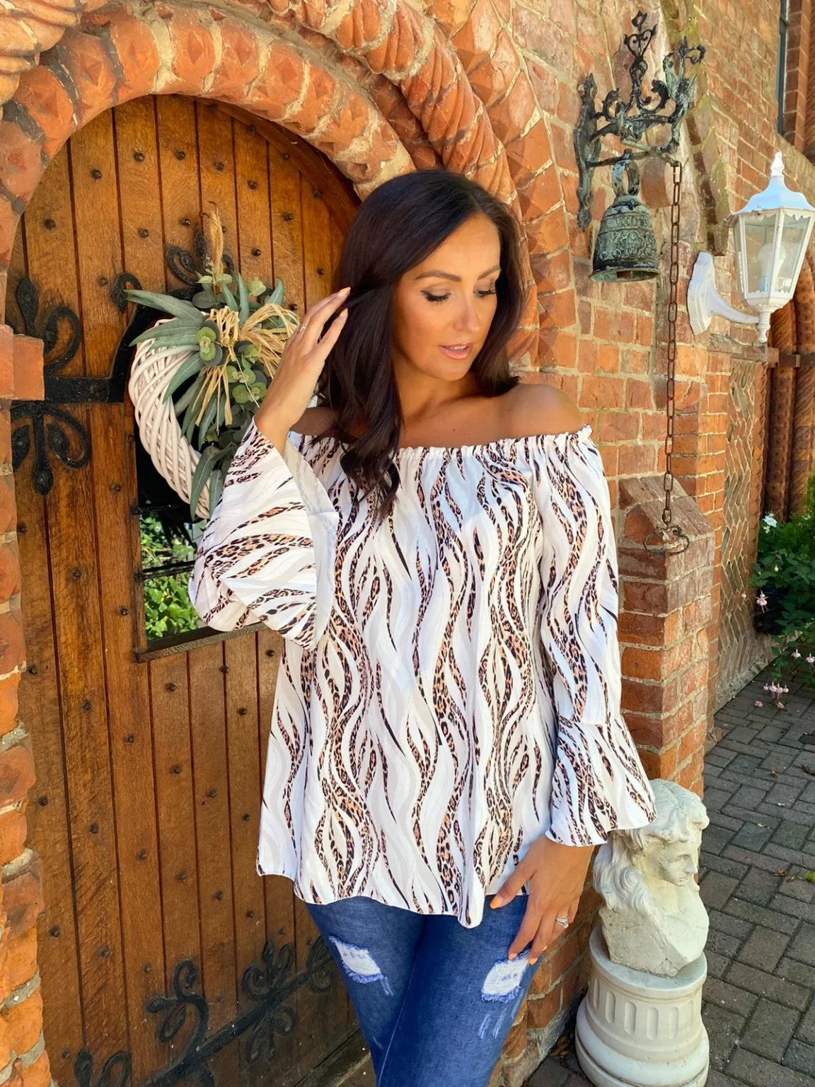 Animal Swirl Bardot Top Jules