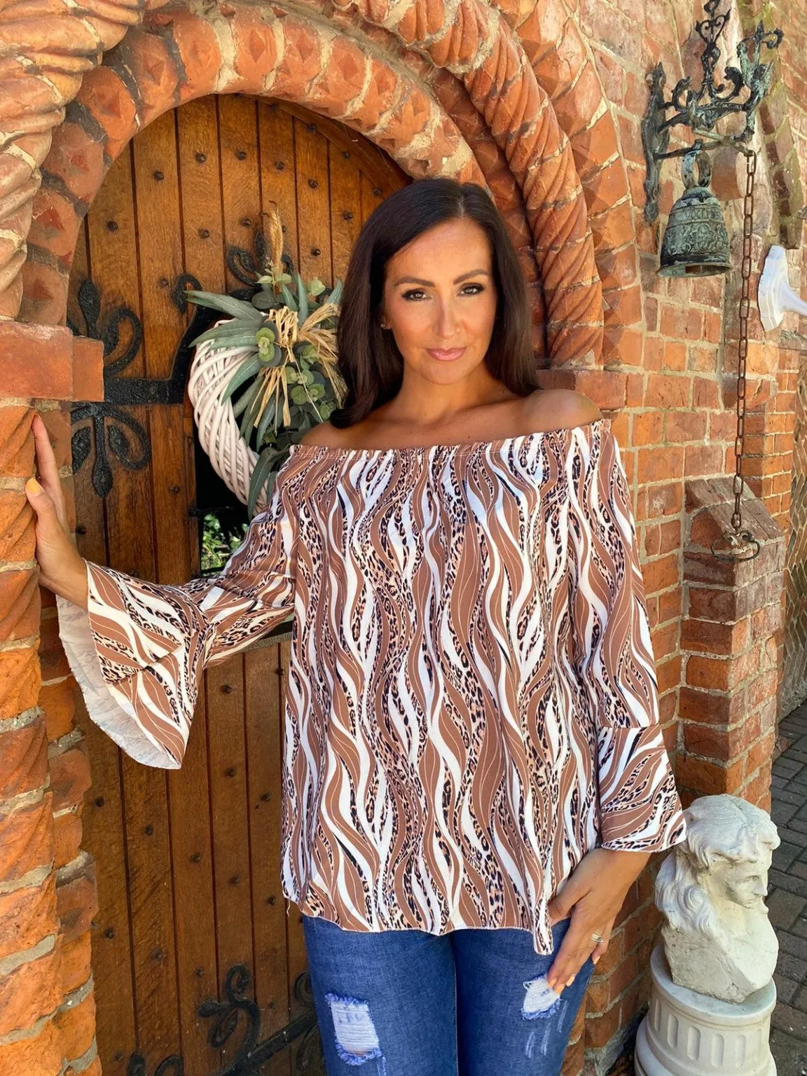 Animal Swirl Bardot Top Jules