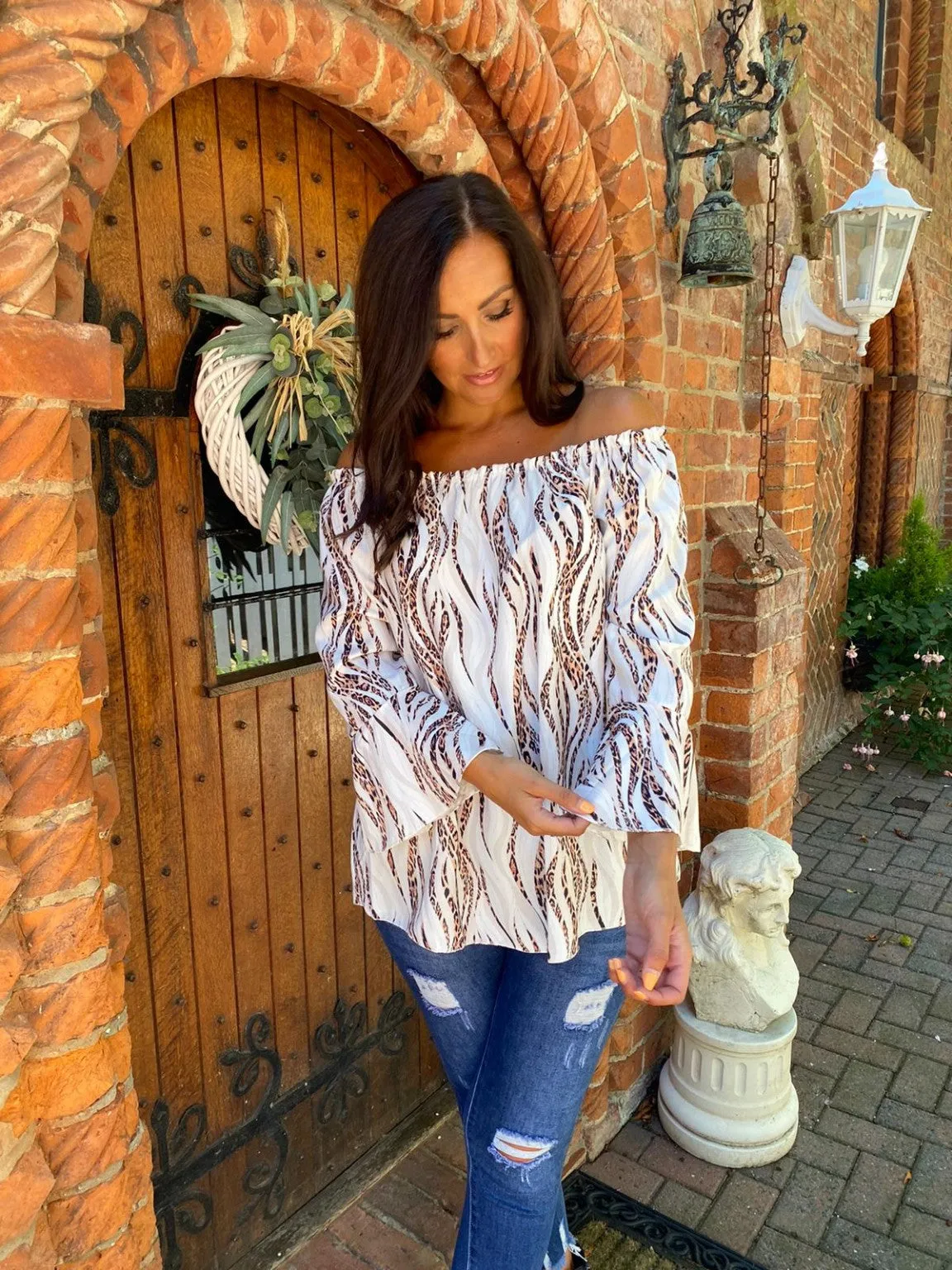Animal Swirl Bardot Top Jules