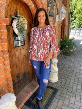 Animal Swirl Bardot Top Jules