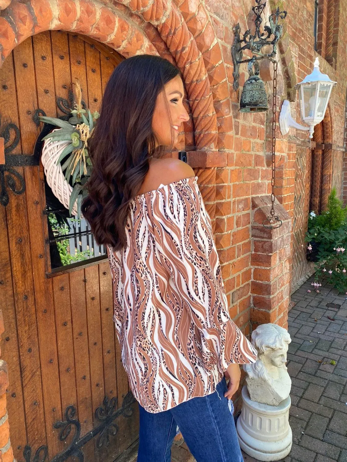 Animal Swirl Bardot Top Jules