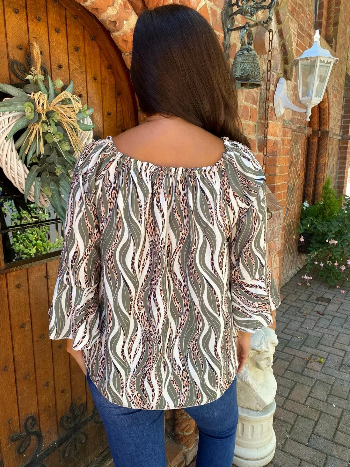 Animal Swirl Bardot Top Jules