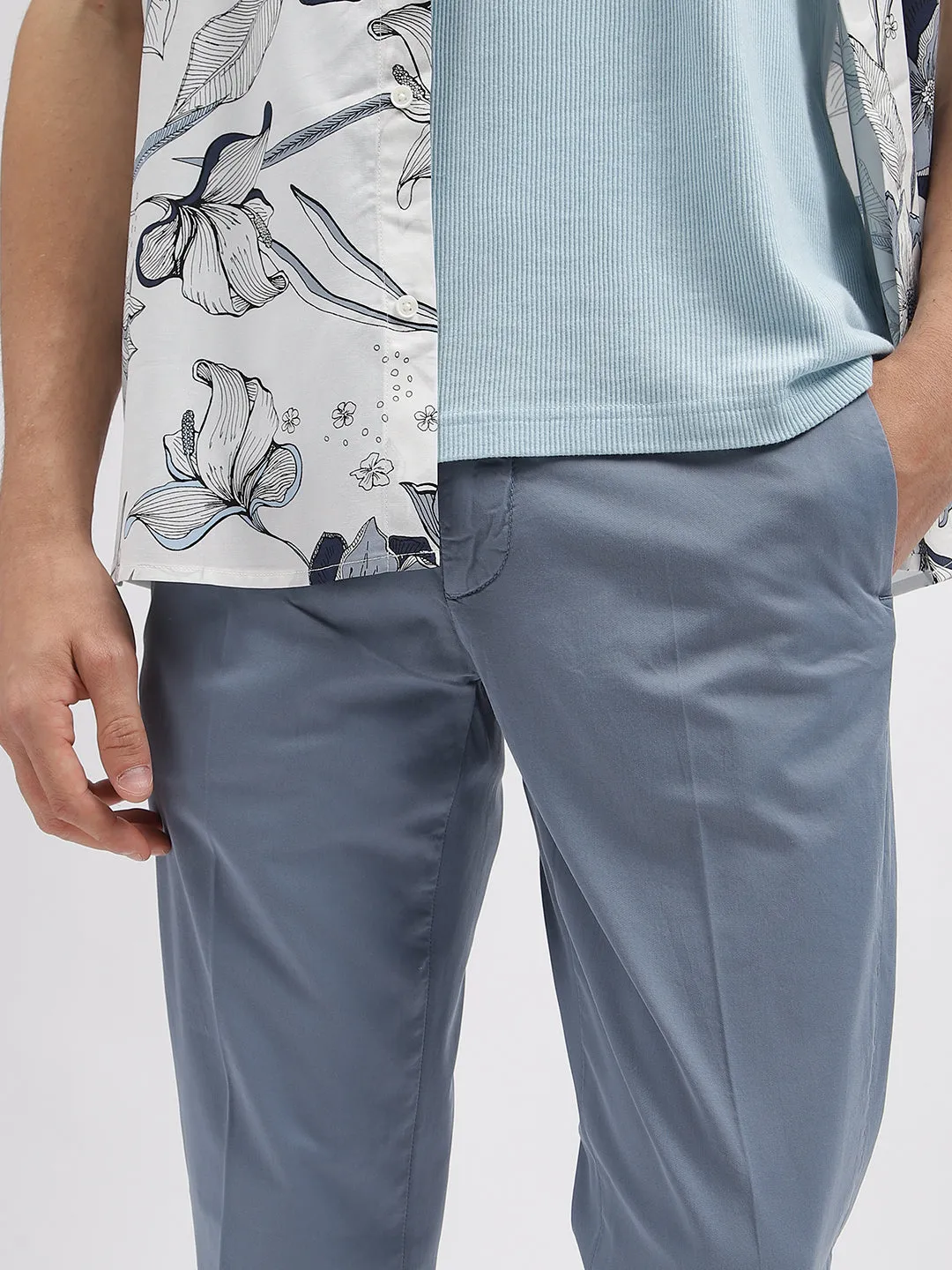 Antony Morato Men Blue Solid Skinny Fit Mid-Rise Trouser