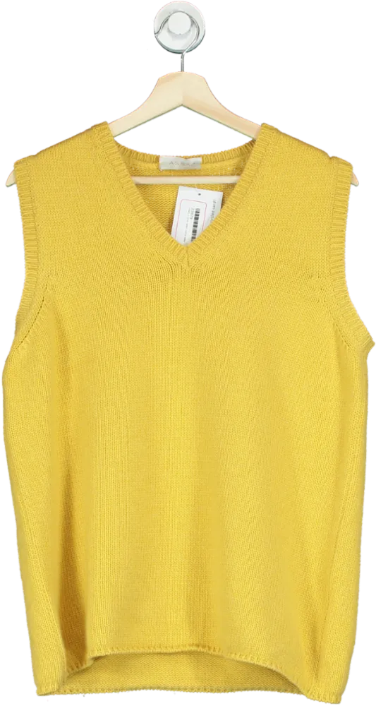 Assai Yellow Cashmere Sleeveless Sweater Vest UK M