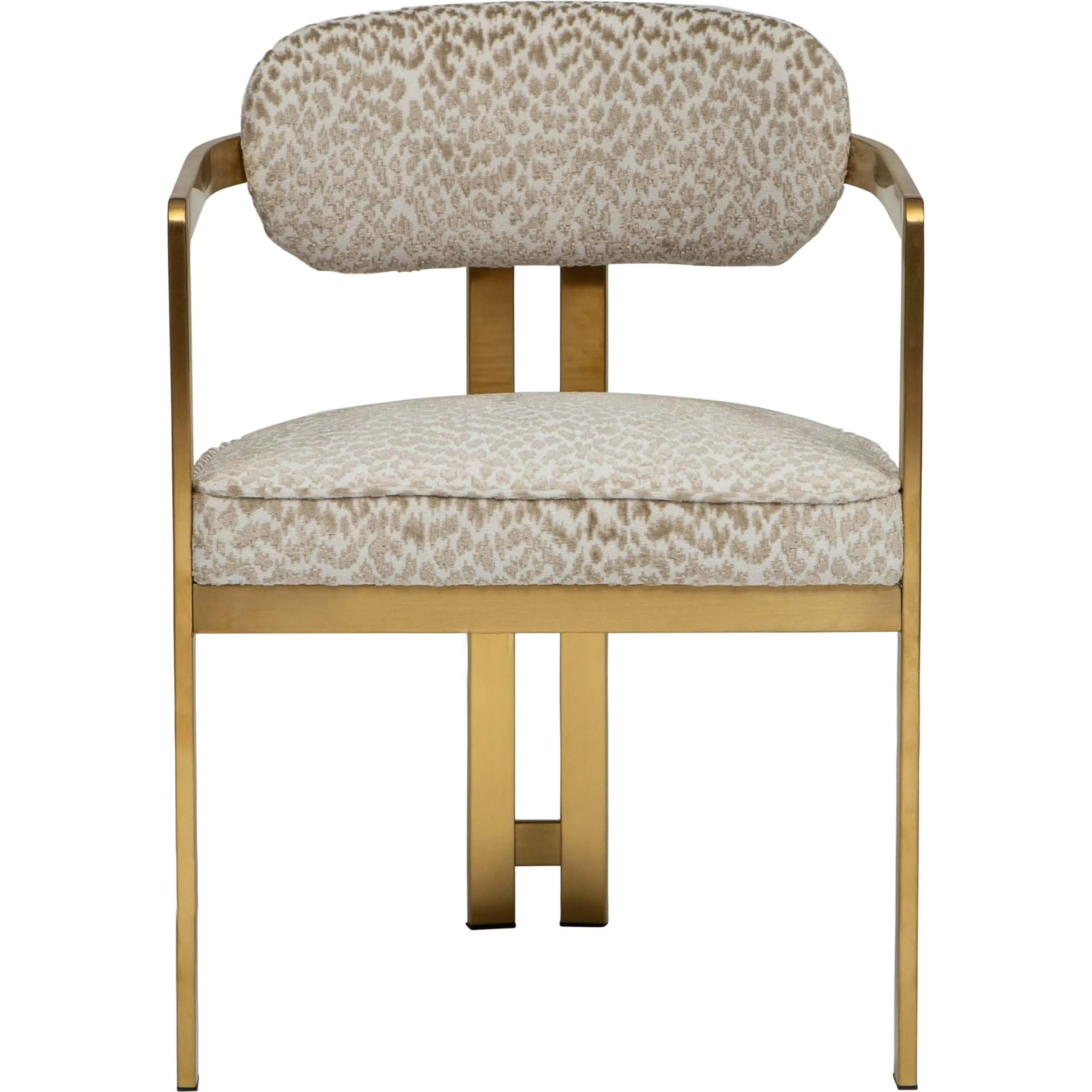 Athena Dining Arm Chair, Cloud Beige/Brushed Gold