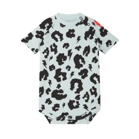 Baby Vest – Pale Green Leopard and Lightning bolt print