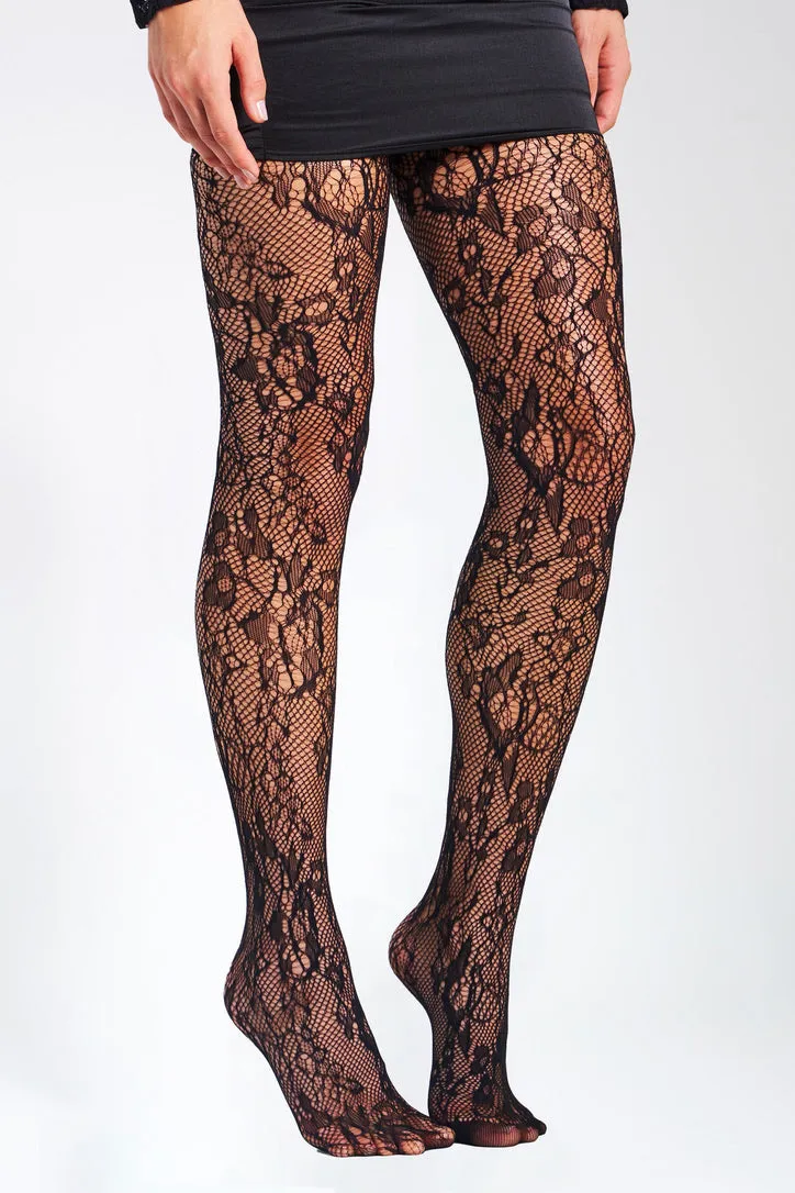 Baylor Lace Floral Print Tights