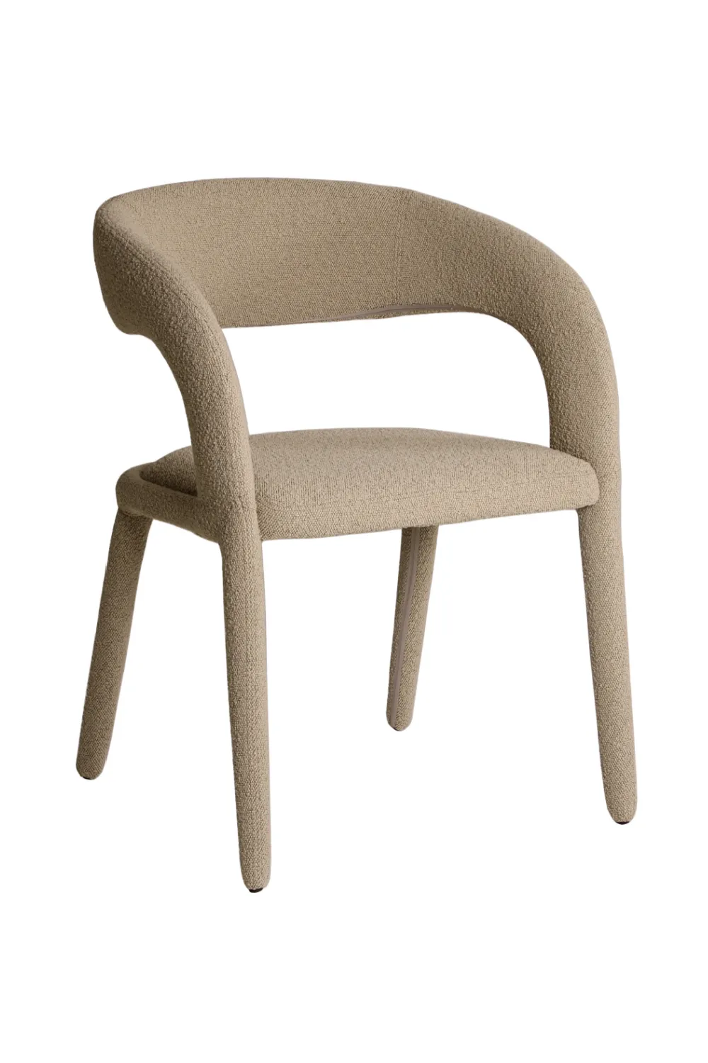 Beige Bouclé Curved Dining Chair | Andrew Martin Knox