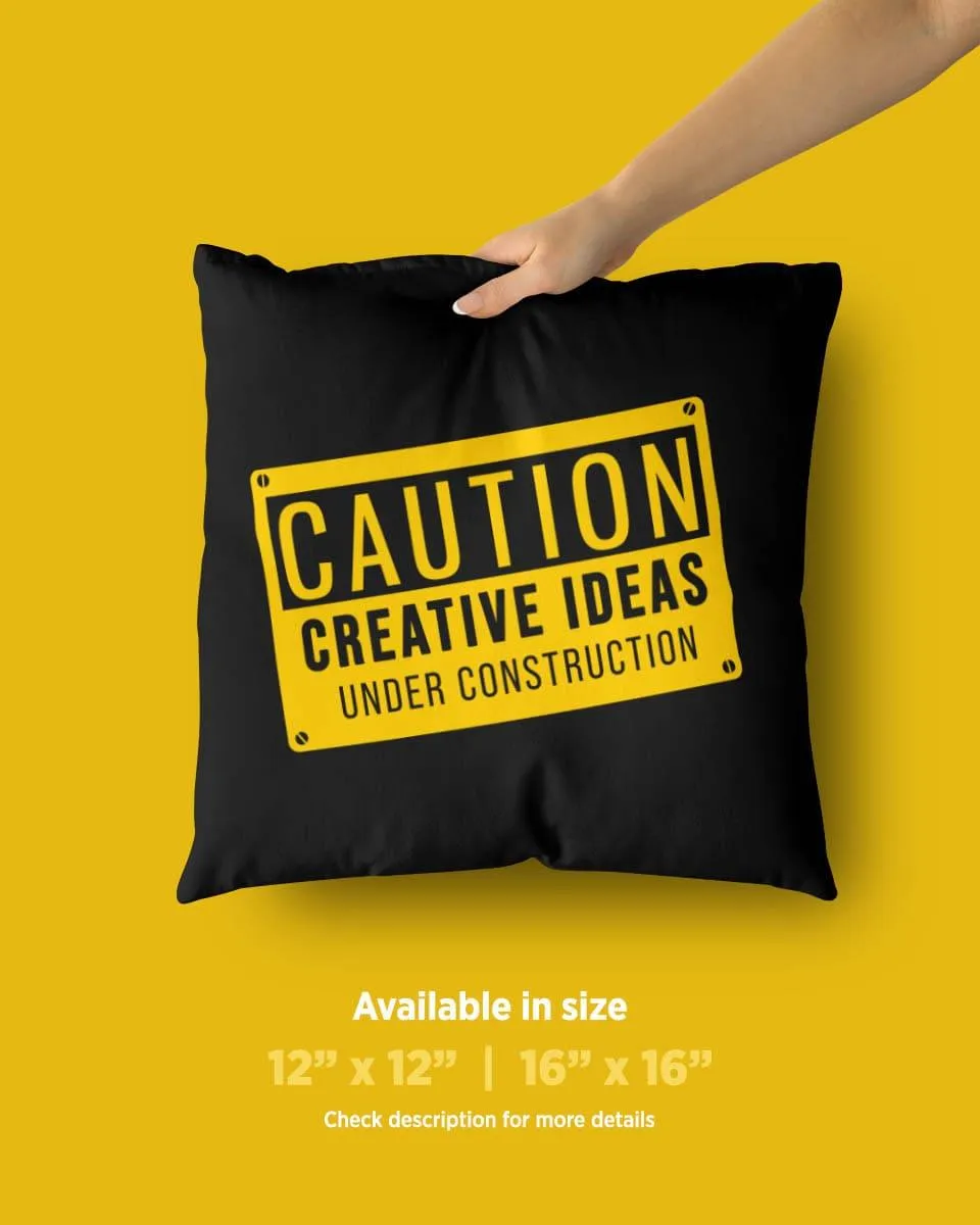 Black Colour Yellow Text Creative Design Pillow Cover
