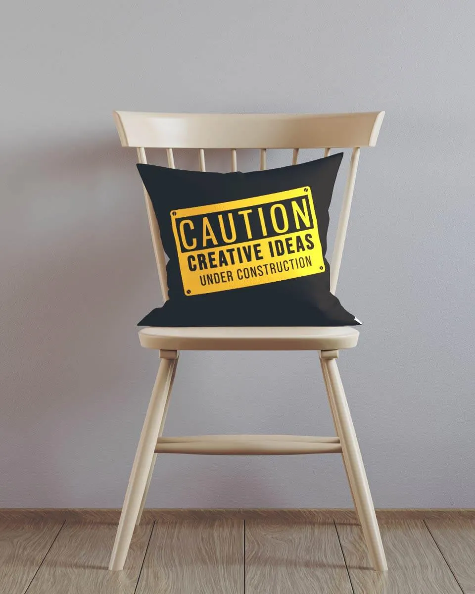Black Colour Yellow Text Creative Design Pillow Cover