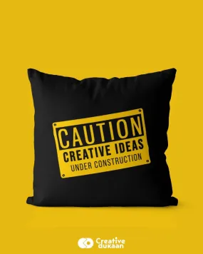 Black Colour Yellow Text Creative Design Pillow Cover
