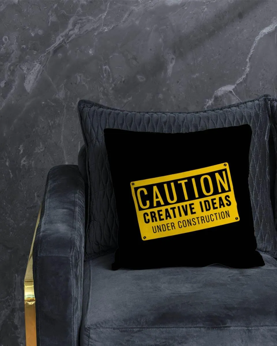 Black Colour Yellow Text Creative Design Pillow Cover