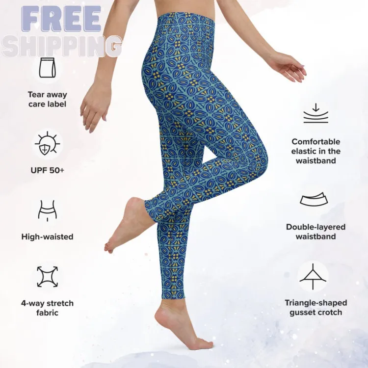Blue Mosaic Comfy Leggings