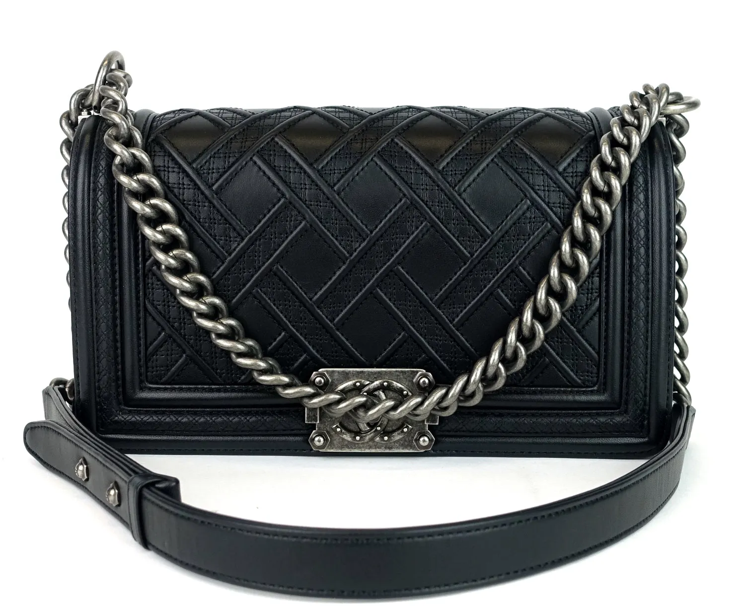 Boy Lattice Weave New Medium Leather Bag