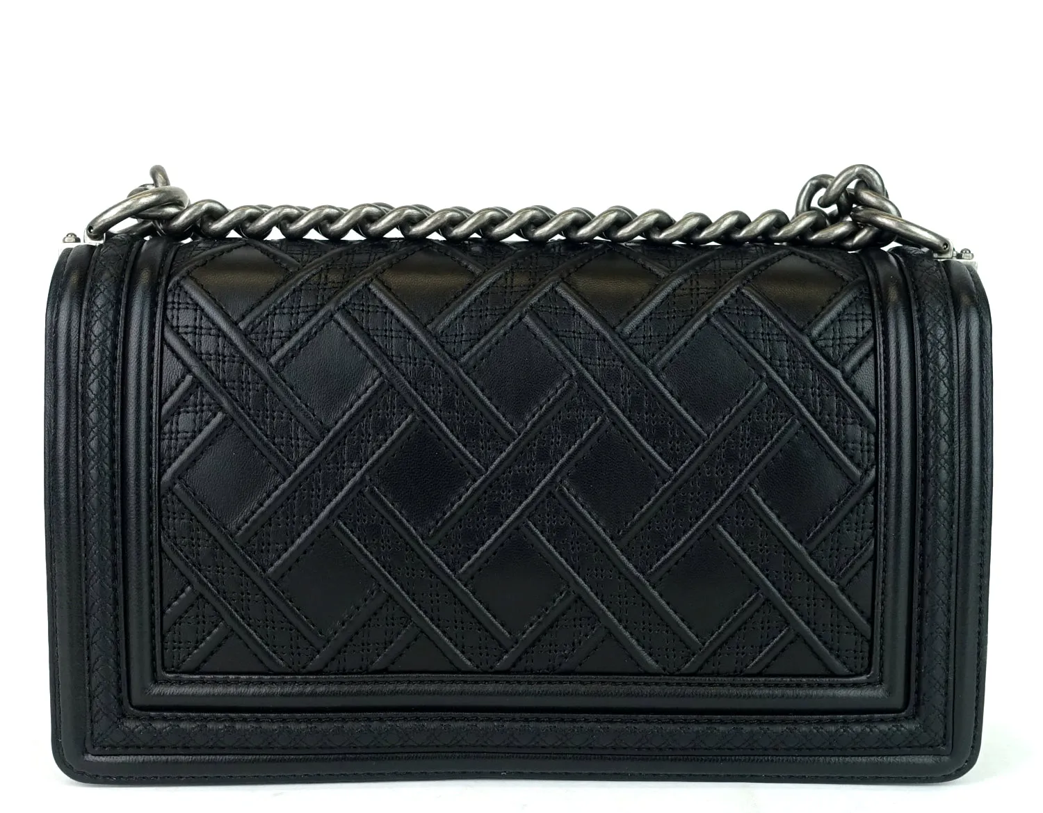 Boy Lattice Weave New Medium Leather Bag